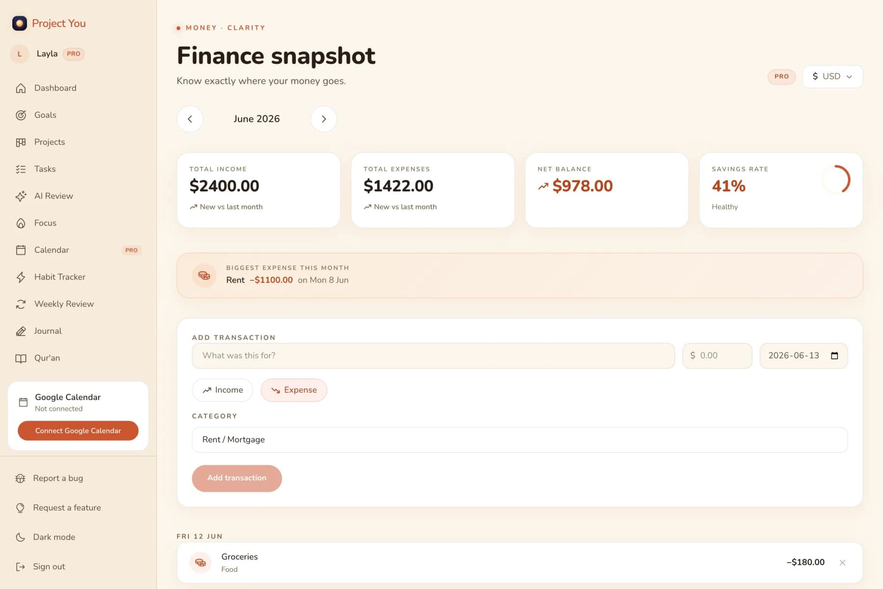 Project You — Finance
